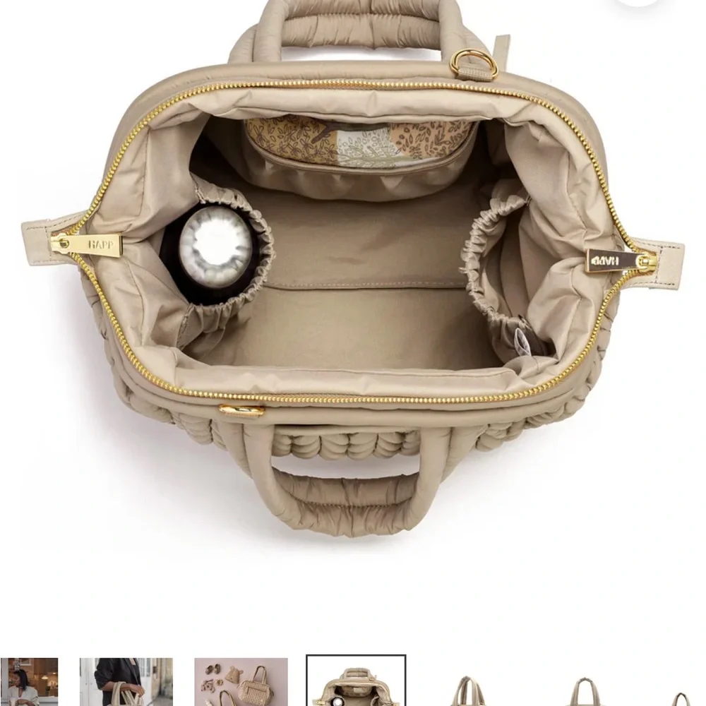 HAPP Brand Beige Quilted mini diaper Bag